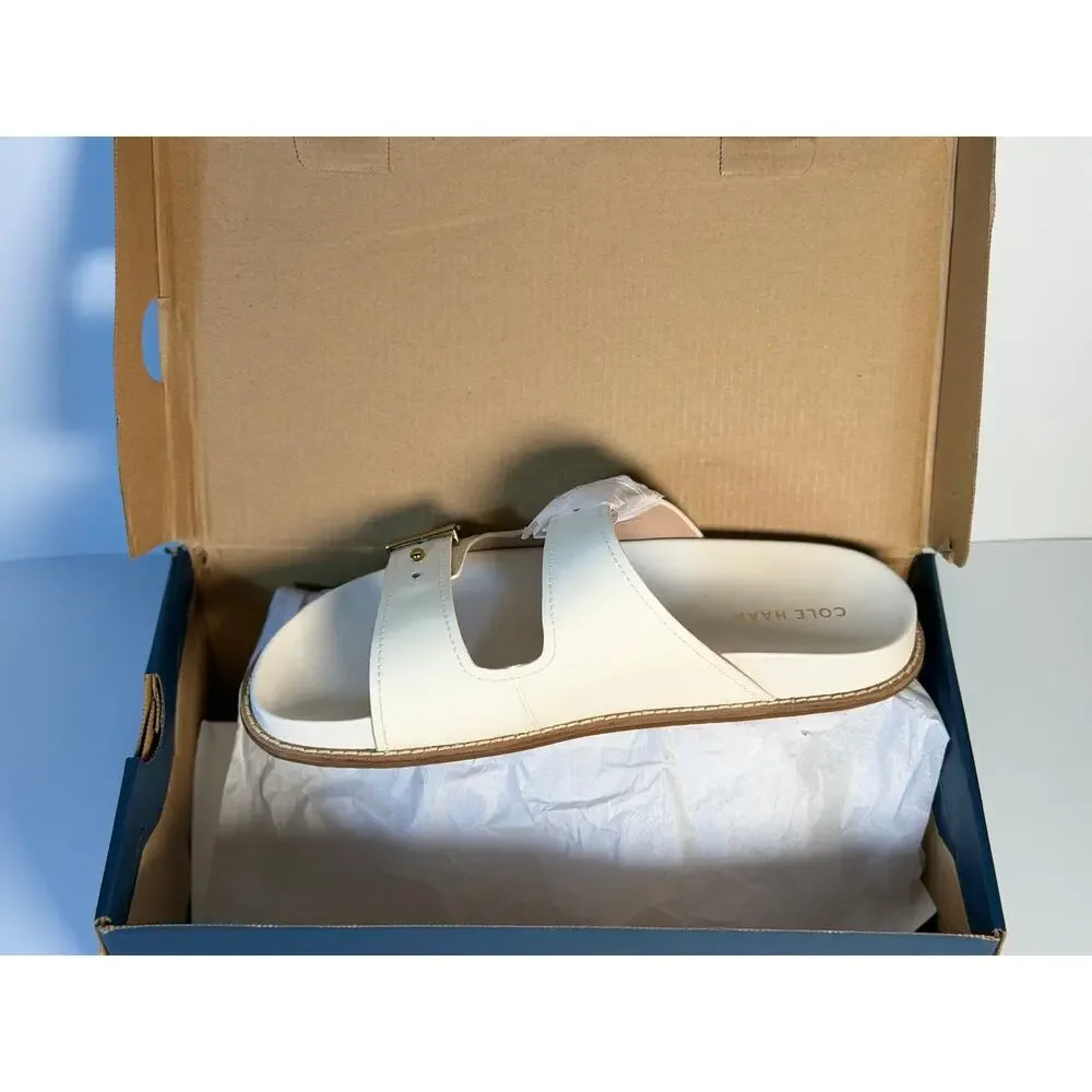 Cole Haan Women's Buckle Slide Sandals White Leather US 9B